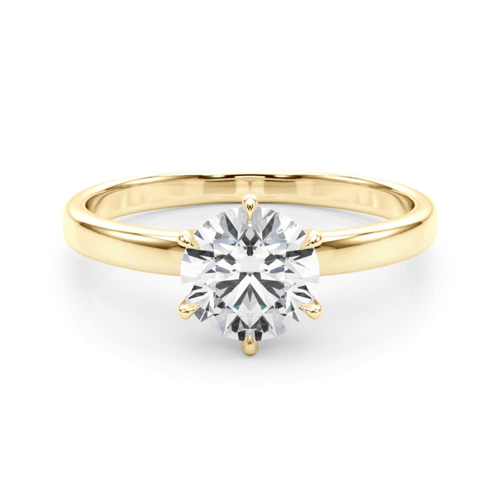 Solitaire Engagement Ring, style 85327, On hand view in yellow gold