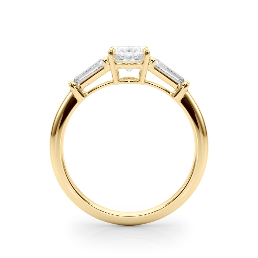 3 Stone Ov ctr Tb Sides, style 85329, Side view in yellow gold