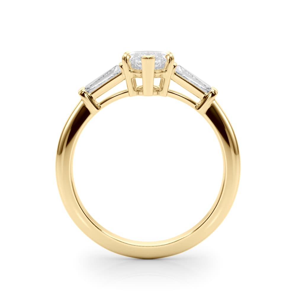 3 Stone Ring Mq ctr Tb Sides, style 85339, Side view in yellow gold