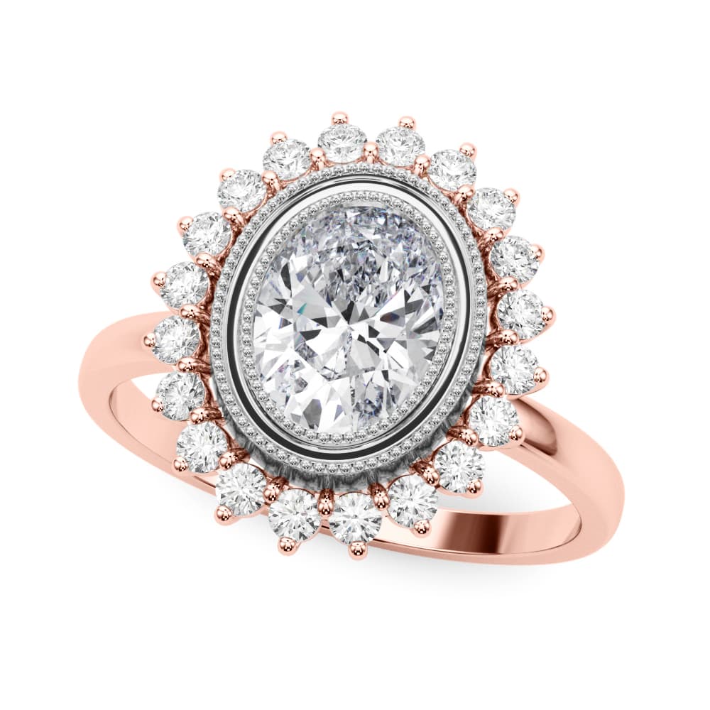 Engagement Ring Ov Center, style 85342, Front view in rose gold