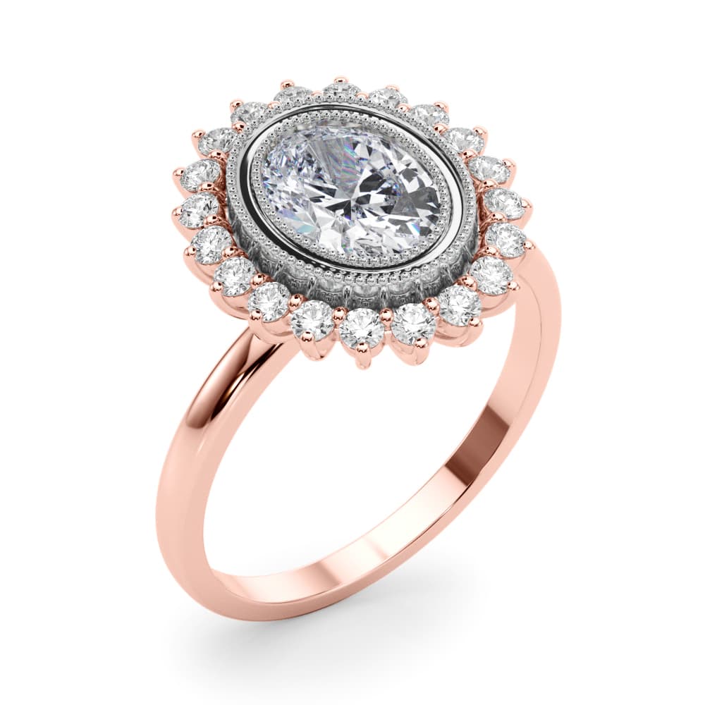 Engagement Ring Ov Center, style 85342, Angle view in rose gold