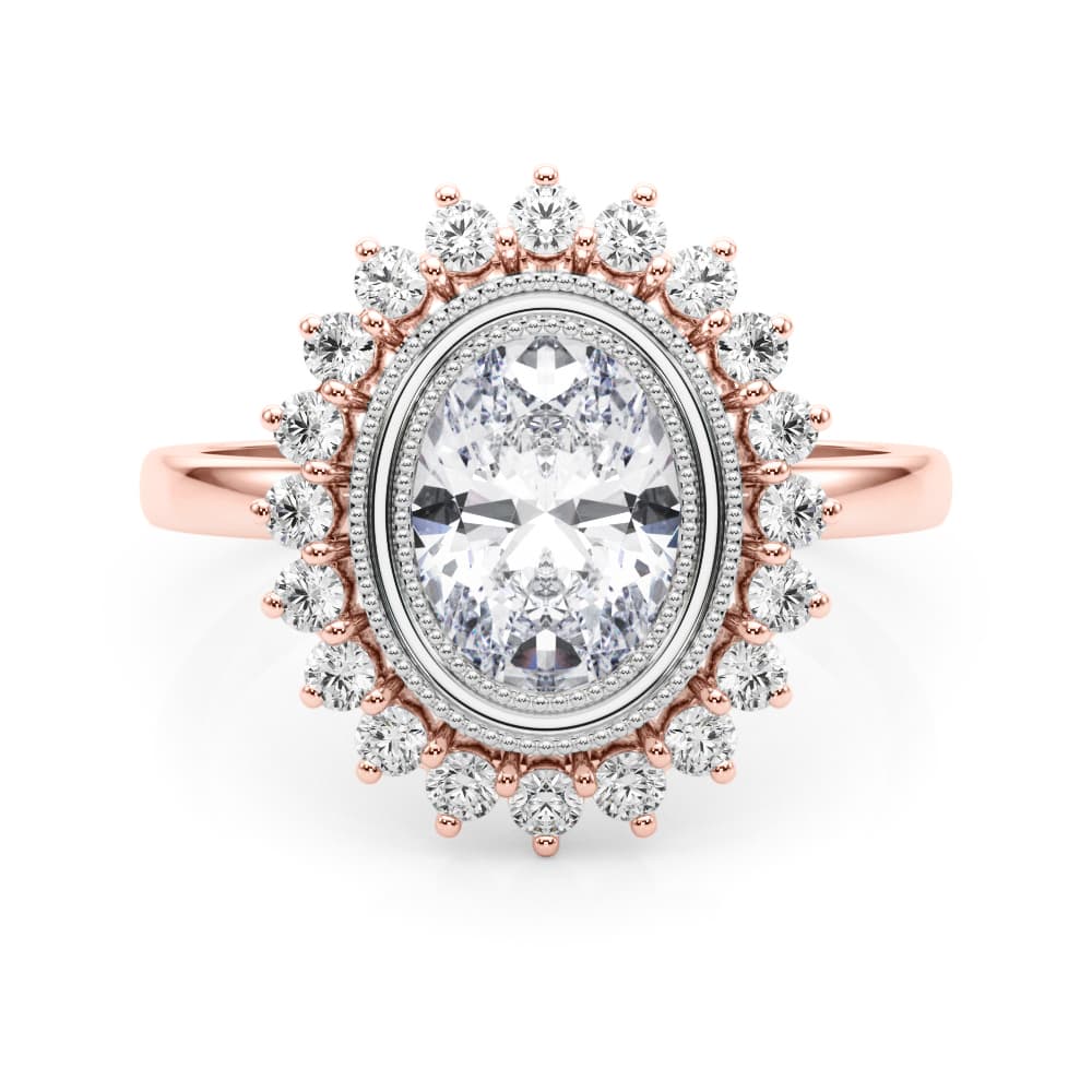 Engagement Ring Ov Center, style 85342, On hand view in rose gold