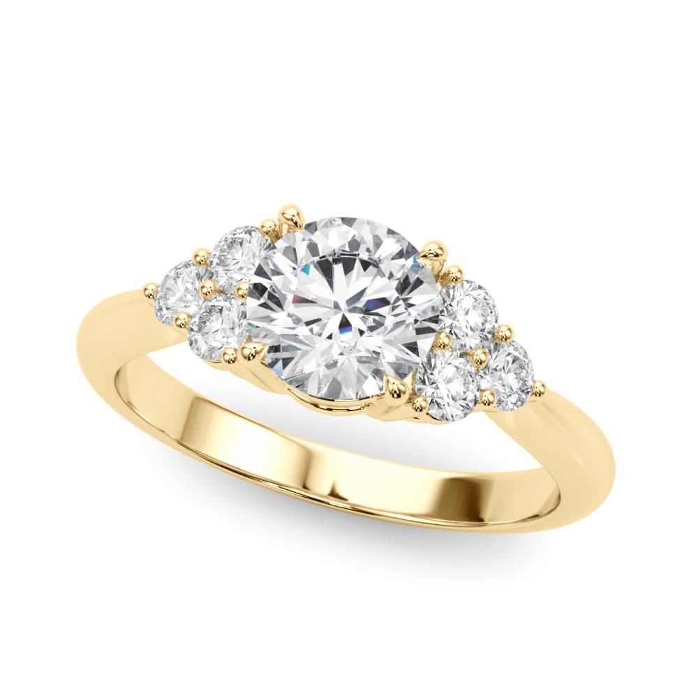 Cluster Accented Engagement Ring, style 85344, Front view in yellow gold