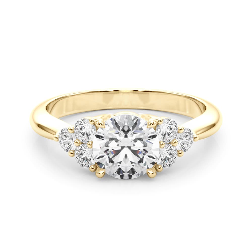 Cluster Accented Engagement Ring, style 85344, On hand view in yellow gold