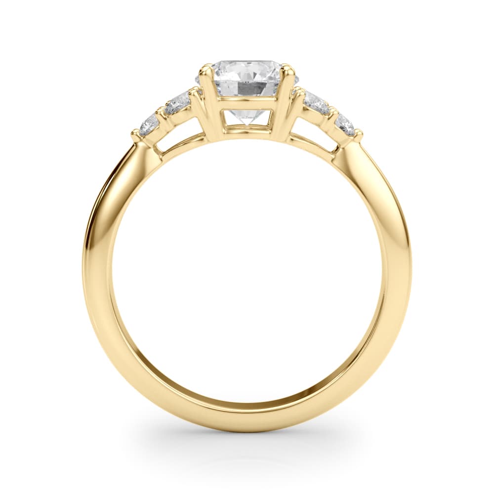 Cluster Accented Engagement Ring, style 85344, Side view in yellow gold