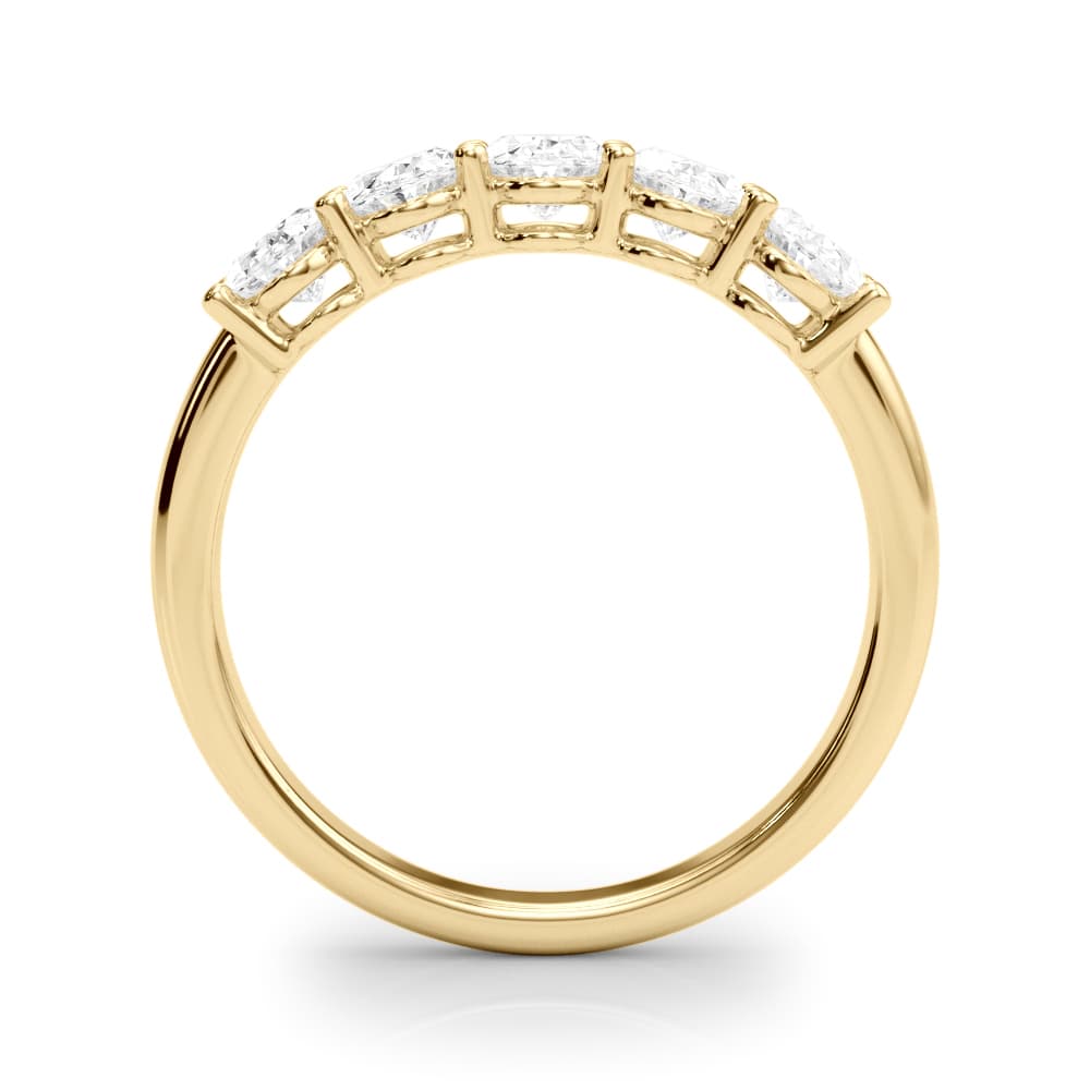 Shared Prong Oval Wedding Band (2 ct. tw.), Side view in yellow gold