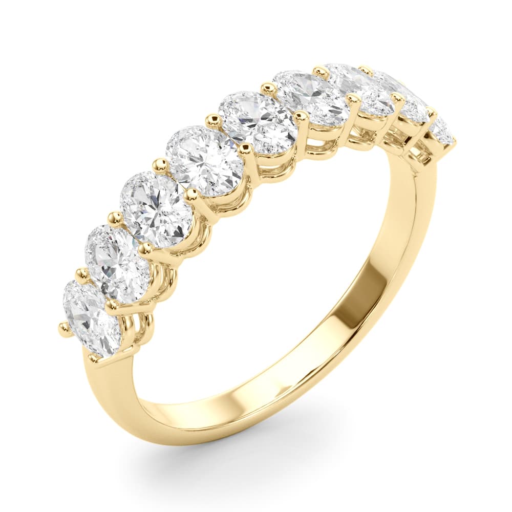 9-Stone Shared Prong Oval Wedding Band (1.8 ct. tw.), Angle view in yellow gold