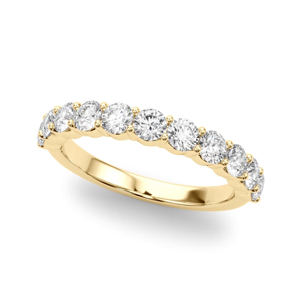 Shared Prong Wedding Band (0.99 ct. tw.), Front view in yellow gold