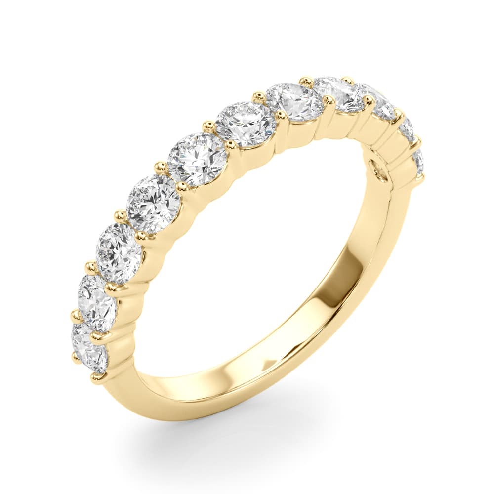 Shared Prong Wedding Band (0.99 ct. tw.), Angle view in yellow gold