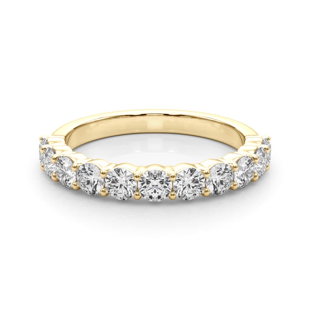 Shared Prong Wedding Band (0.99 ct. tw.), On hand view in yellow gold