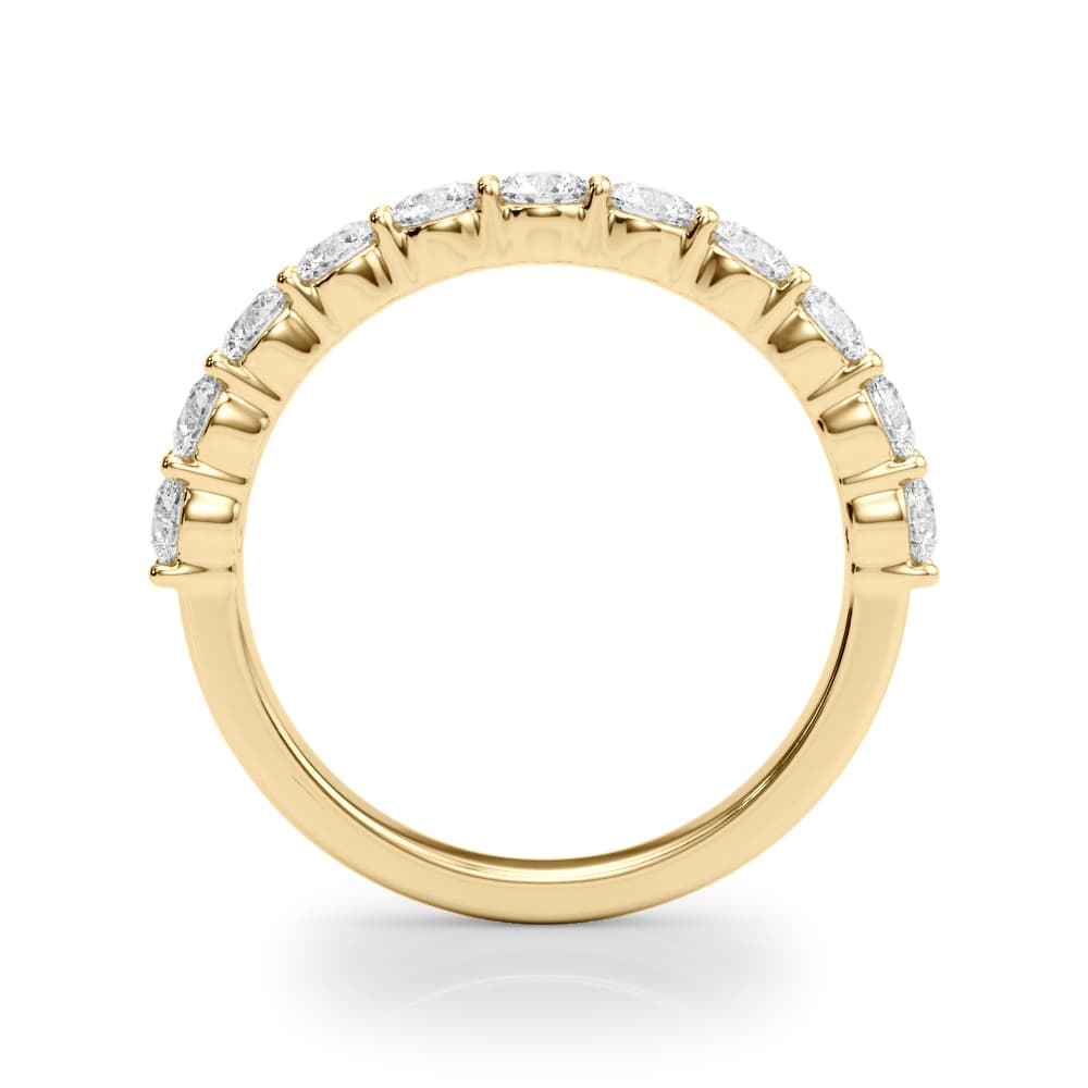 Shared Prong Wedding Band (0.99 ct. tw.), Side view in yellow gold