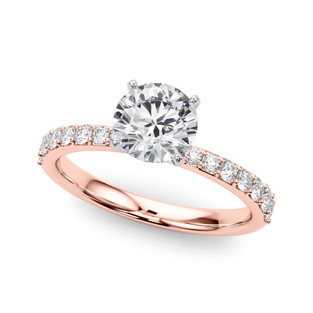 Single Row Prong Set Engagement Ring, style 85362, Front view in rose gold