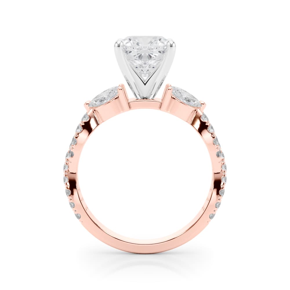 Round & Marquise Twisted Engagement Ring, style 85376, Side view in rose gold
