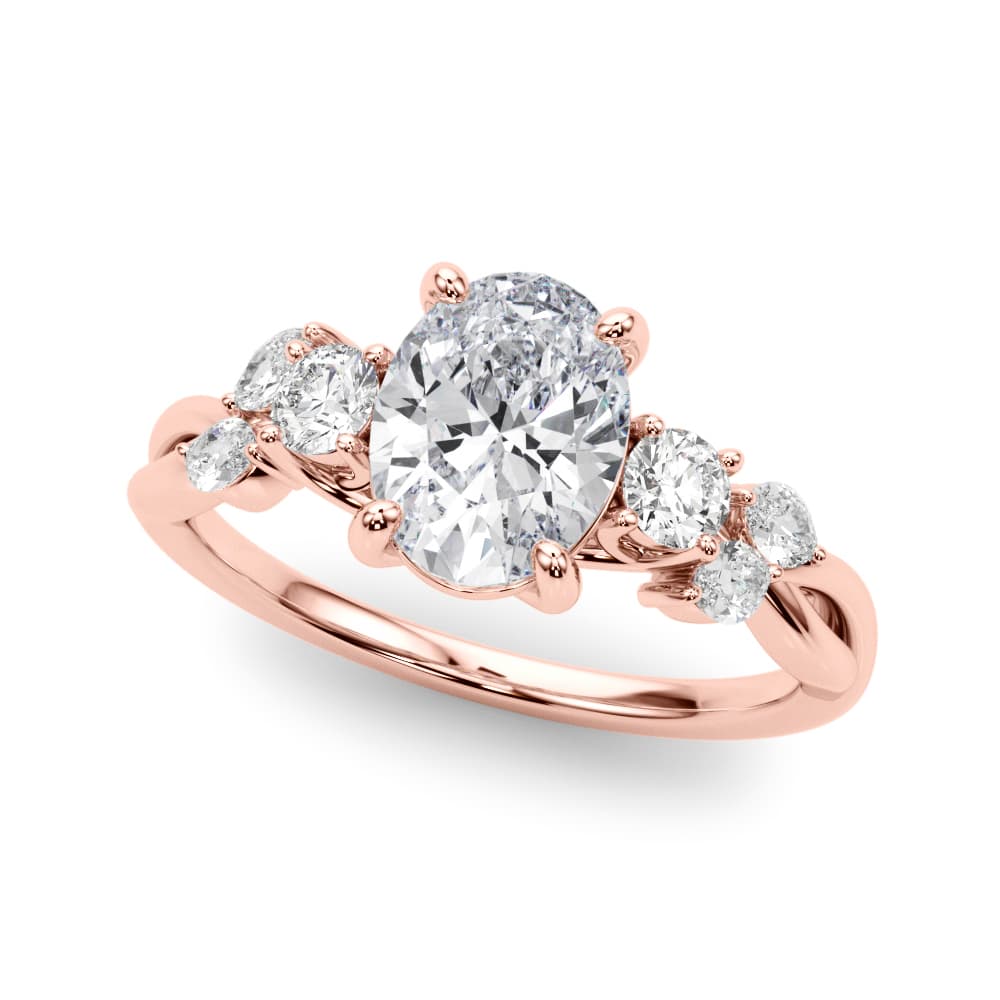 Scattered Oval Engagement Ring, style 85401, Front view in rose gold