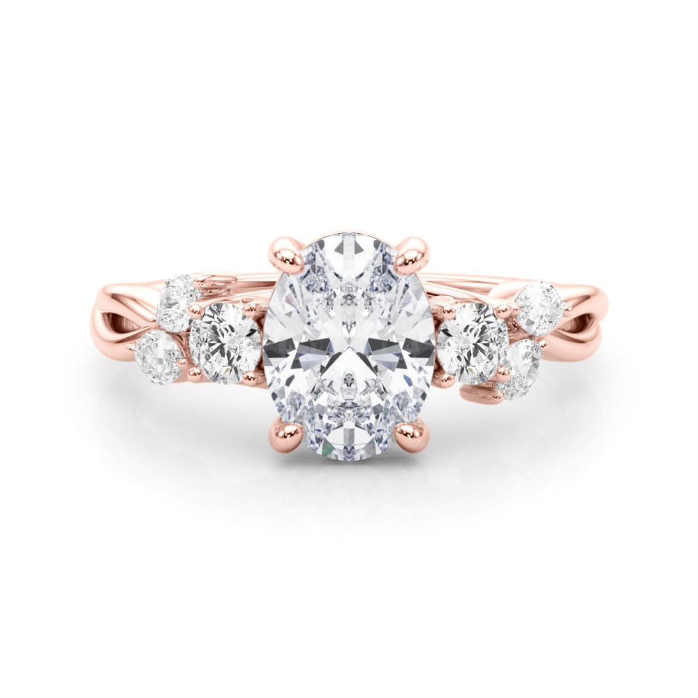 Scattered Oval Engagement Ring, style 85401, On hand view in rose gold