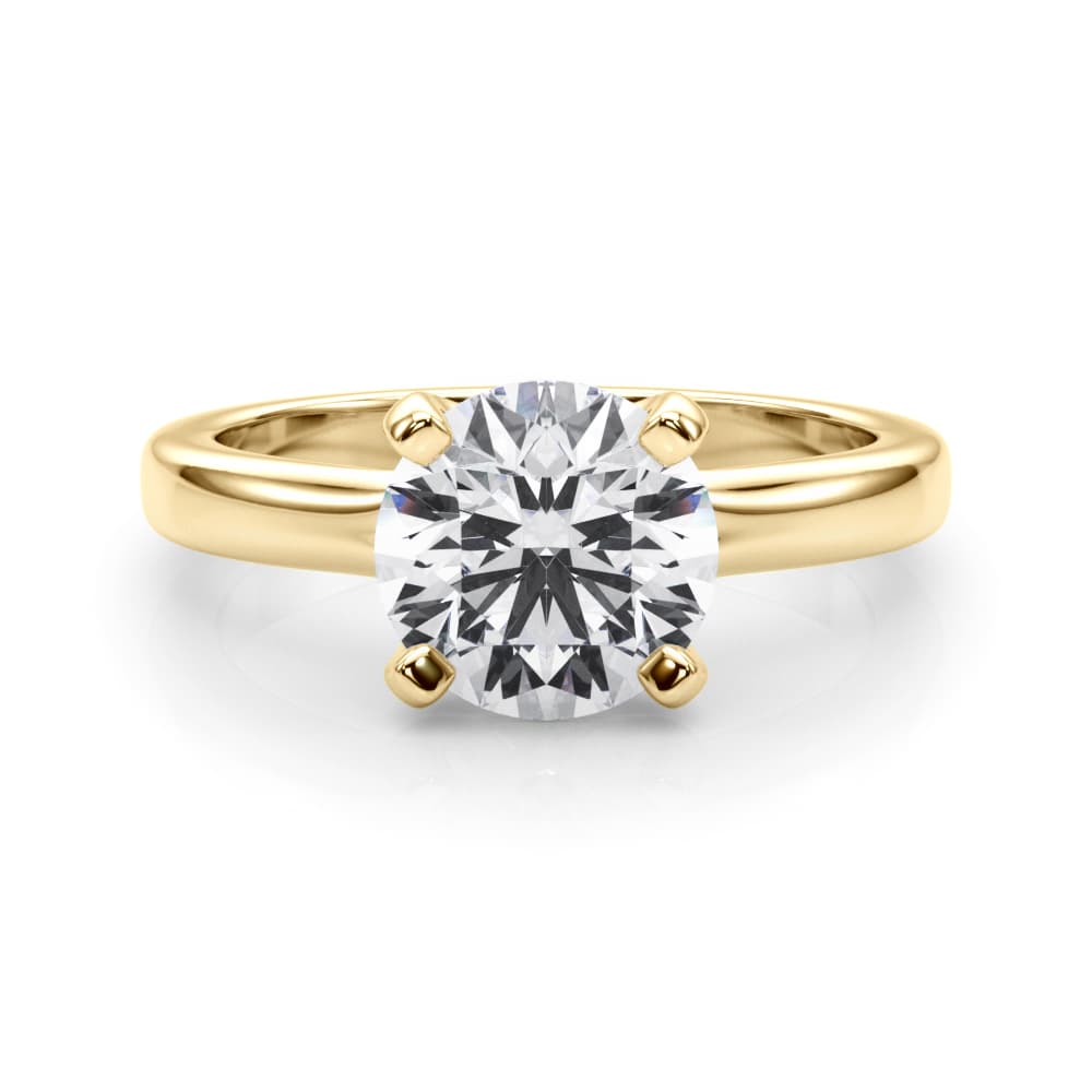 Round Solitaire Engagement Ring, style 85441, On hand view in yellow gold