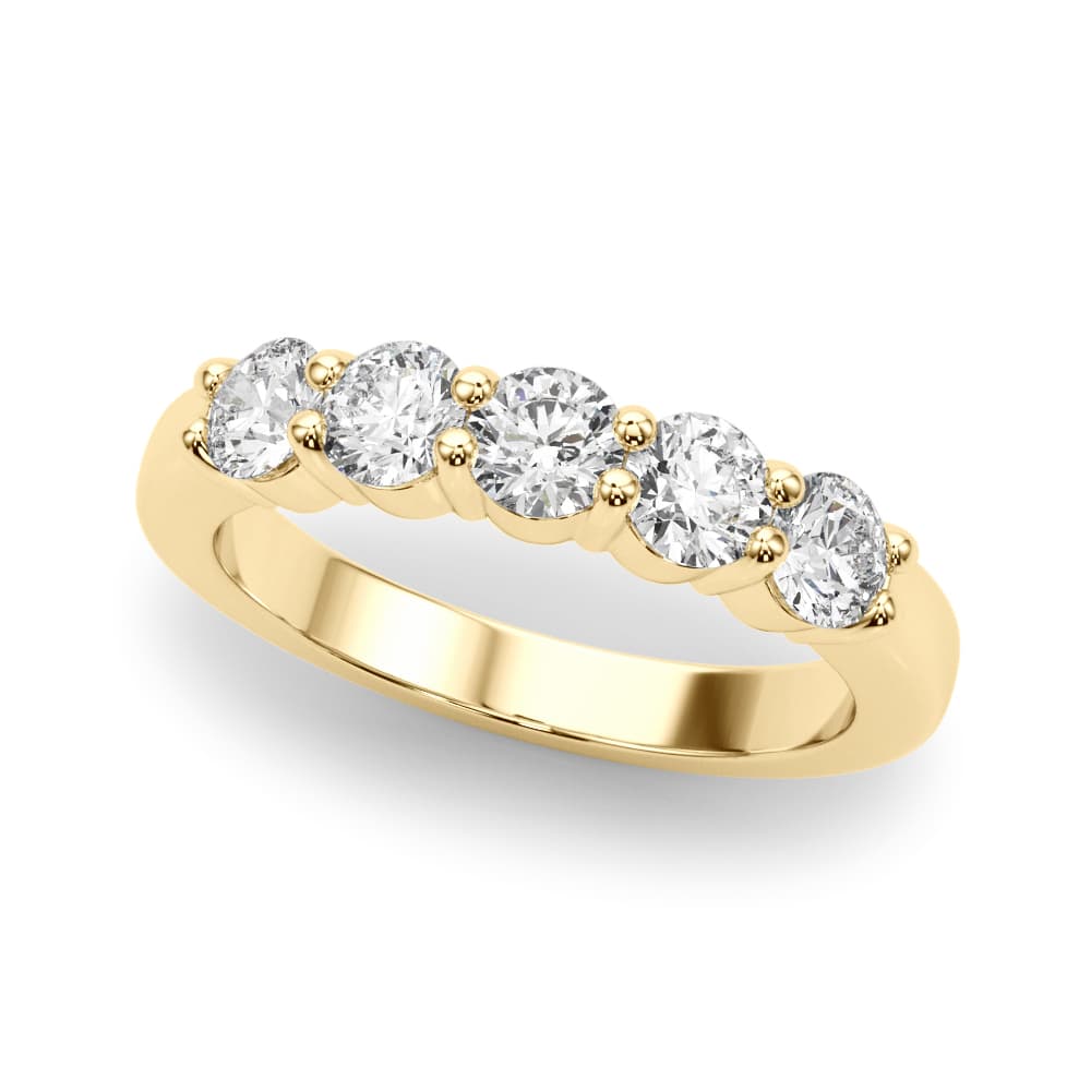 5-Stone Shared Prong Wedding Band (1 ct. tw.), Front view in yellow gold