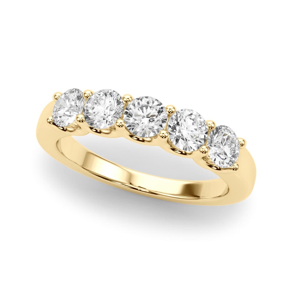 5-Stone Shared Prong Band (1 2/3 ct. tw.), Front view in yellow gold