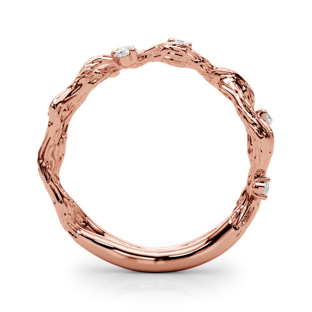 Accented Textured Vine Ring (1/8 ct. tw.), Side view in rose gold