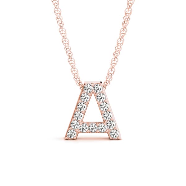 Initial A Pendant, Front view in rose gold