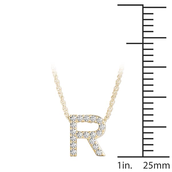 Initial R Pendant, On hand view in yellow gold