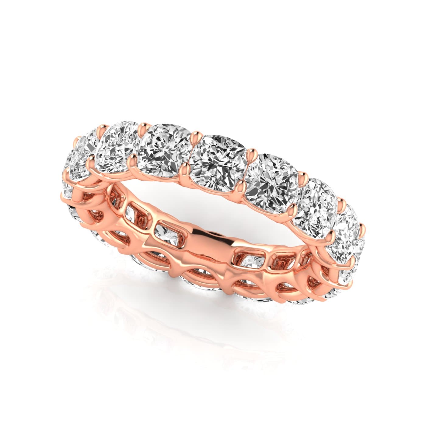 Full Eternity Cushion Diamond Wedding Band (8 ct. tw.), Front view in rose gold
