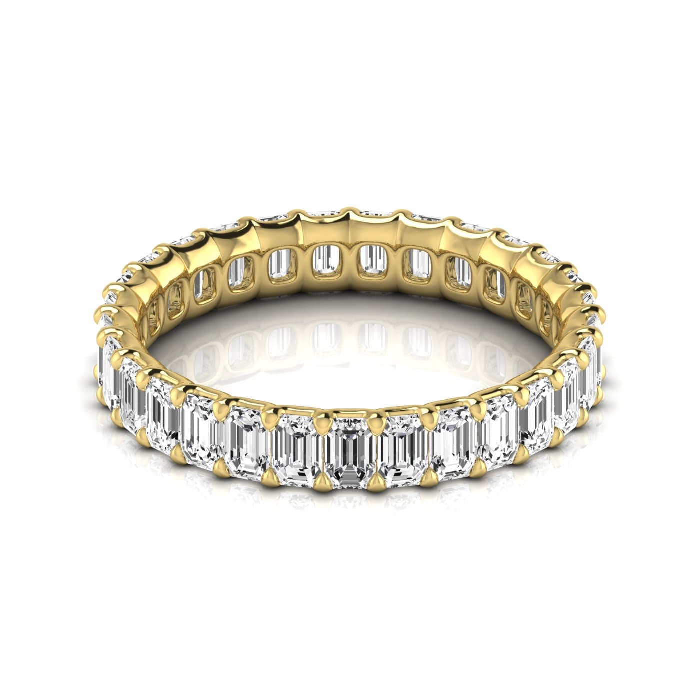 Diamond Emerald Cut Eternity Band (2 5/8 ct. tw.), Side view in yellow gold