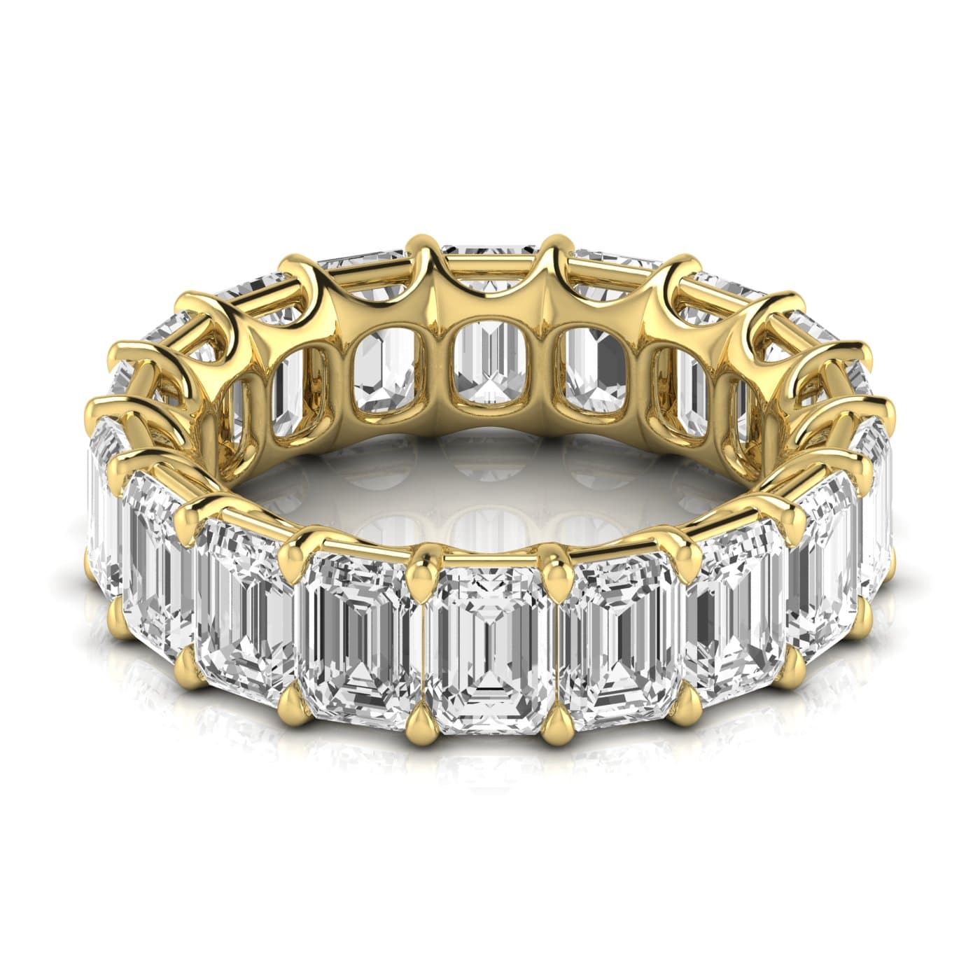 Diamond Emerald Cut Eternity Band (8.84 ct. tw.), Side view in yellow gold