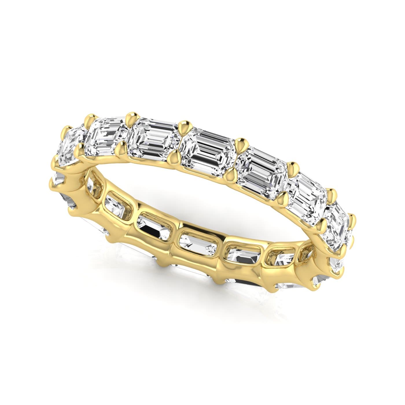 Diamond Emerald Cut Eternity Band (3 2/3 ct. tw.), Front view in yellow gold