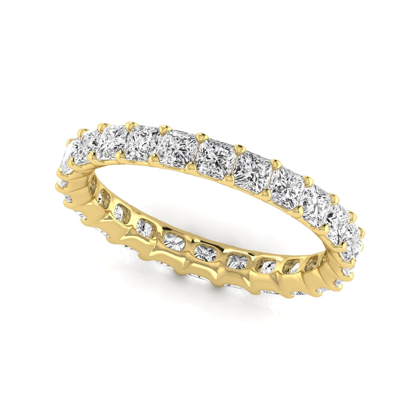 Diamond Emerald Cut Eternity Band (2.7 ct. tw.), Front view in yellow gold