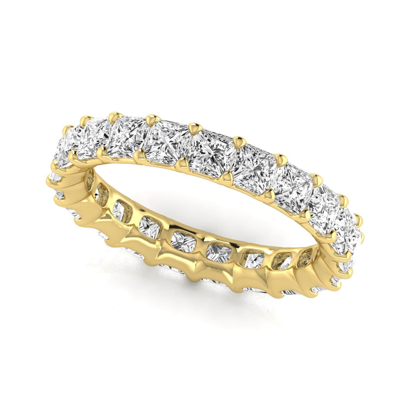 Diamond Emerald Cut Eternity Band (4.4 ct. tw.), Front view in yellow gold