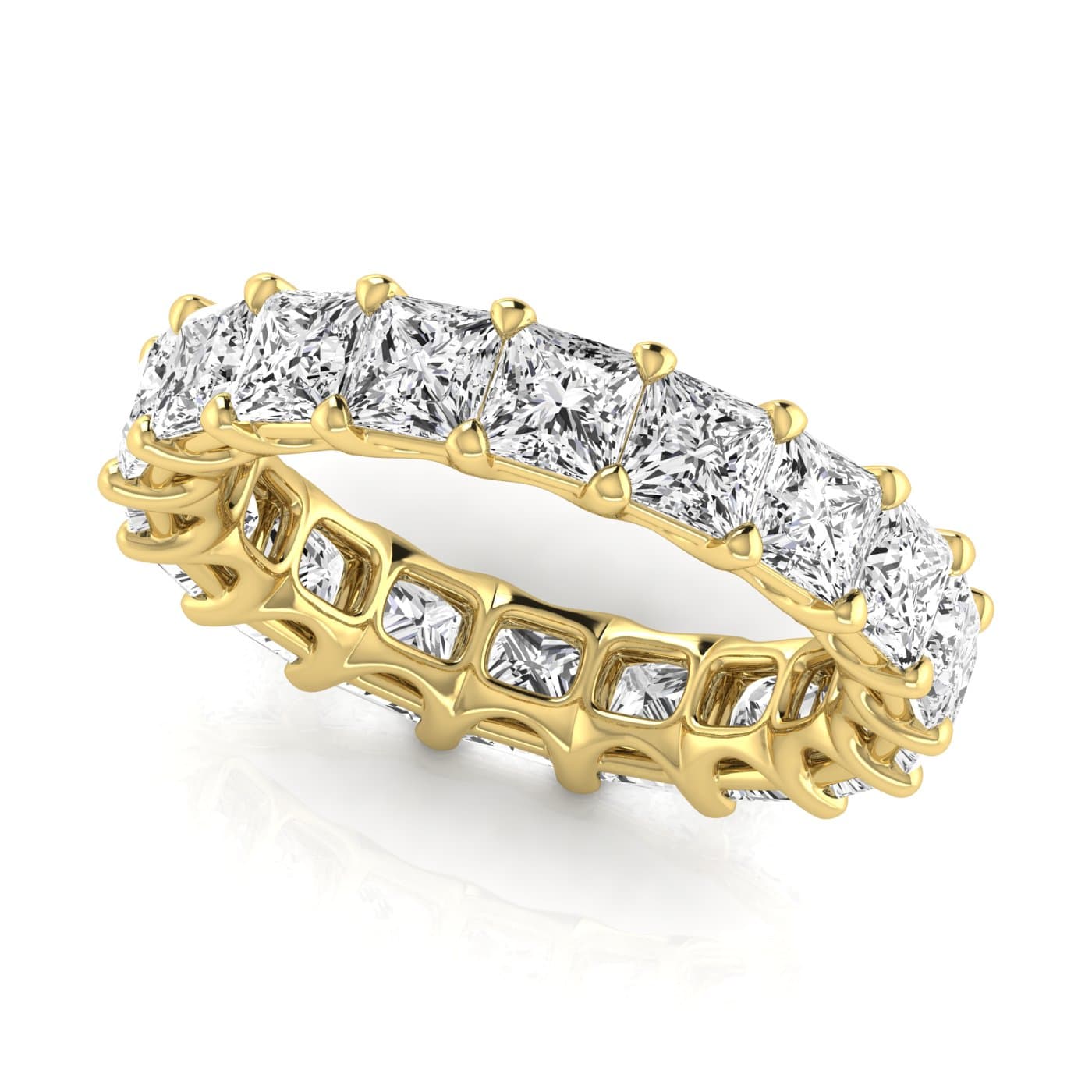 Diamond Emerald Cut Eternity Band (6.08 ct. tw.), Front view in yellow gold