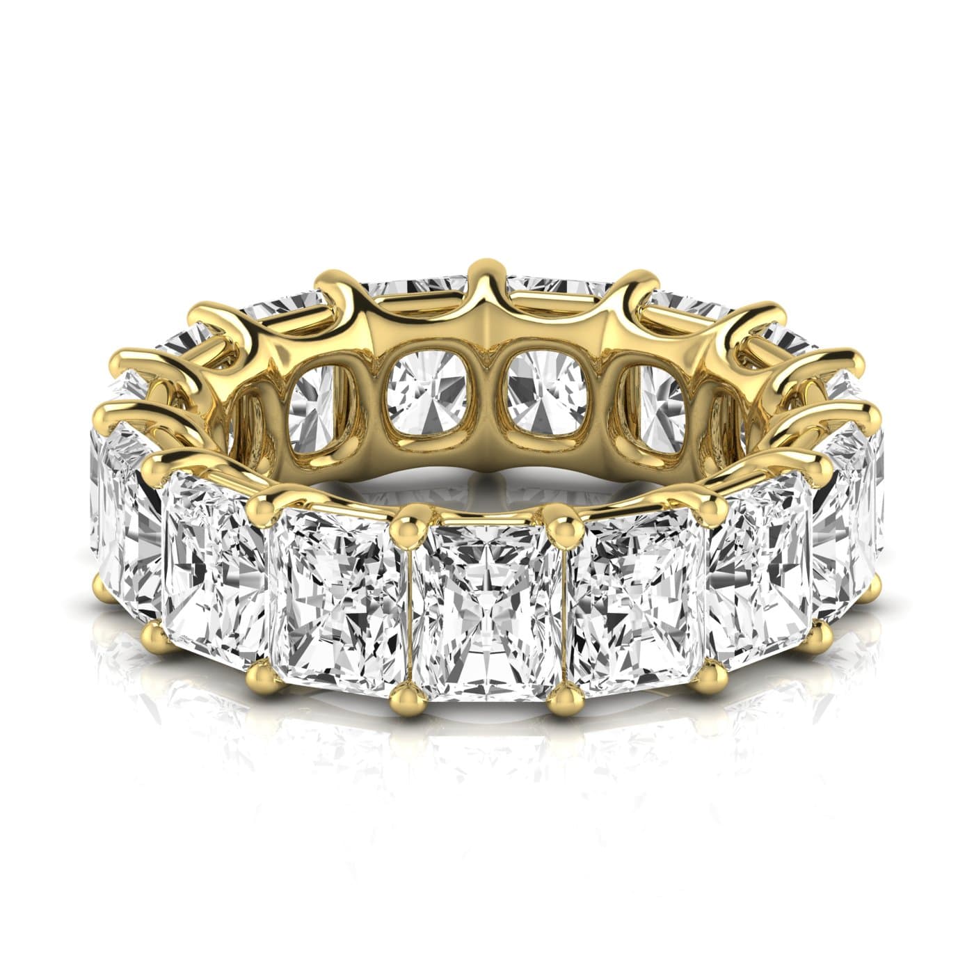 Full Eternity Radiant Diamond Wedding Band (12 ct. tw.), Side view in yellow gold
