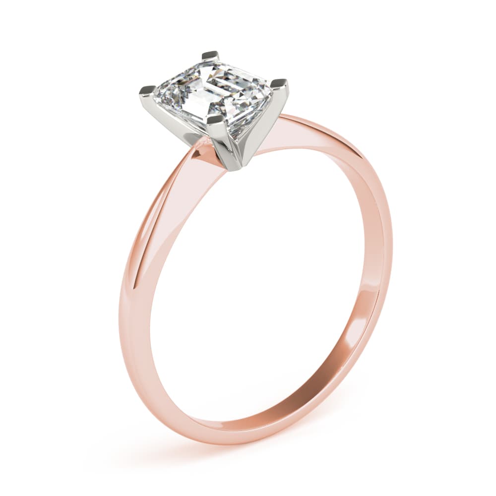 Solitaire Emerald Cut Engagement Ring, style F1626, Angle view in rose gold