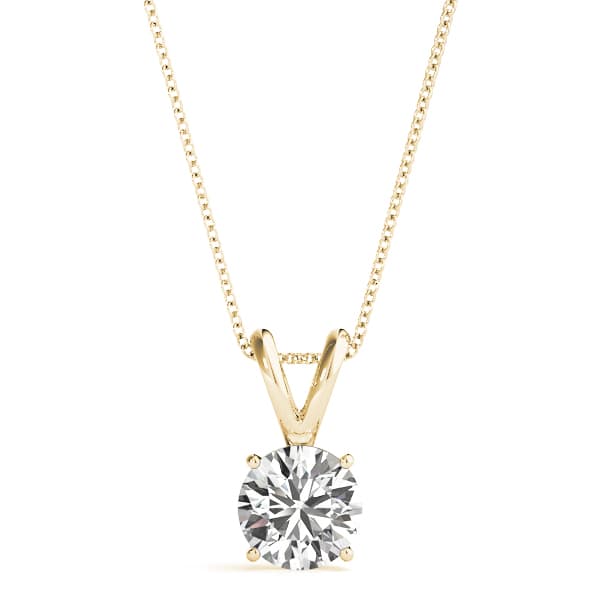 Round Solitaire Pendant, Front view in yellow gold