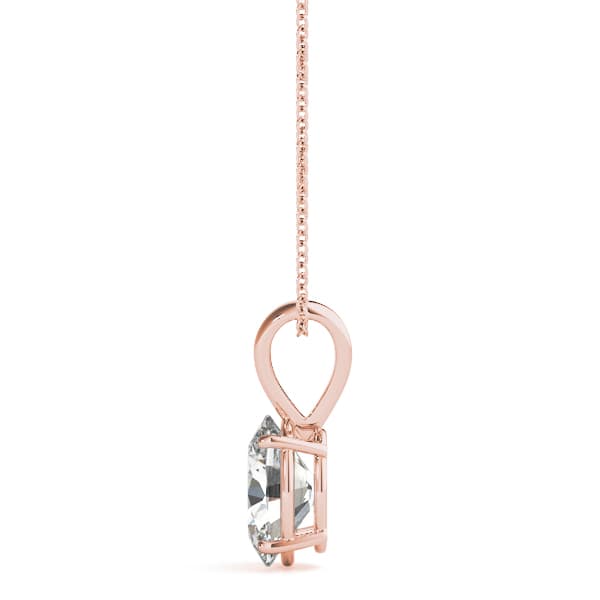 Oval Shaped Pendant, Side view in rose gold