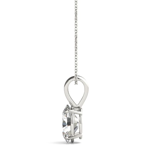 Oval Shaped Pendant, Side view in white gold or platinum