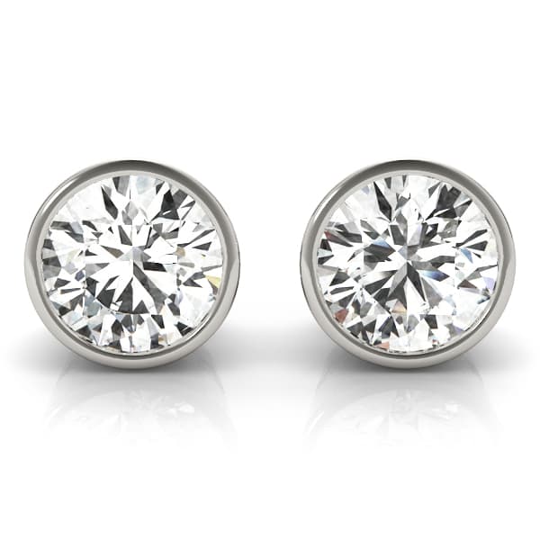 Round Bezel Set Solitaire Studs — .50 CT — View 1