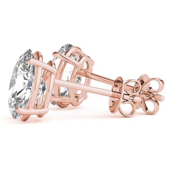 Oval Solitaire Basket Studs (4 ct. tw.), Angle view in rose gold