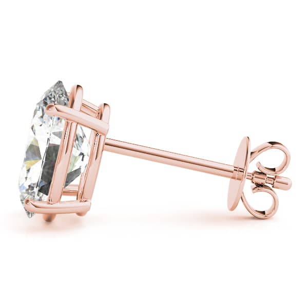 Oval Solitaire Basket Studs (4 ct. tw.), Side view in rose gold