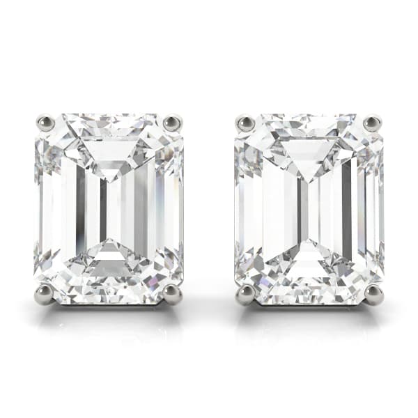 10 mm 4-prong Emerald 2wire Earrings — 5X3 — View 1