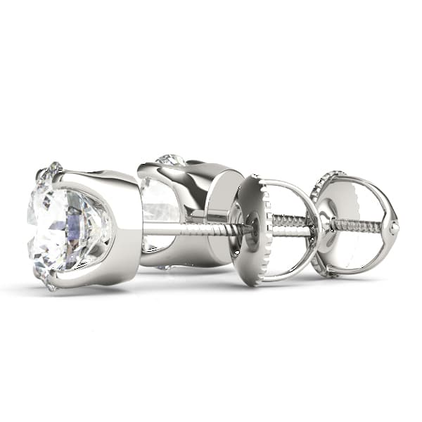 4-Prong Round Earring Screwback Setting (0.030) (2 ct. tw.), Angle view in white gold or platinum
