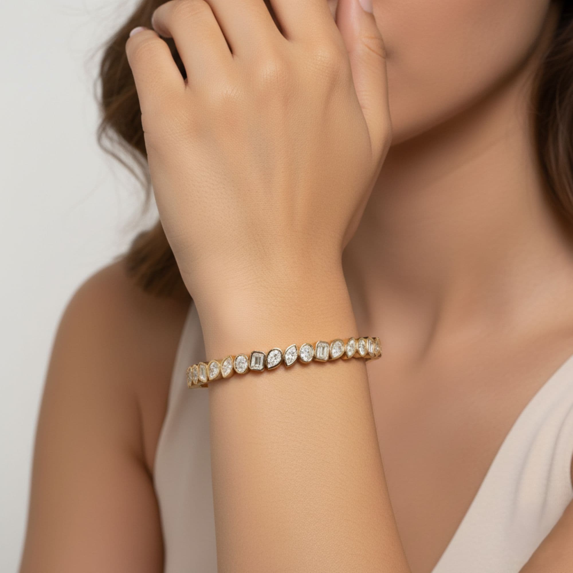 LGD Multi-Shape Bangle (4 ct. tw.), Side view in yellow gold