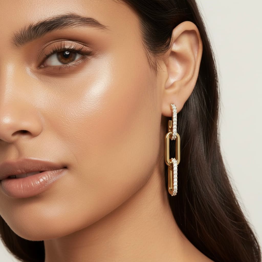 LGD Paper Clip Earrings (1 ct. tw.), Front view in yellow gold