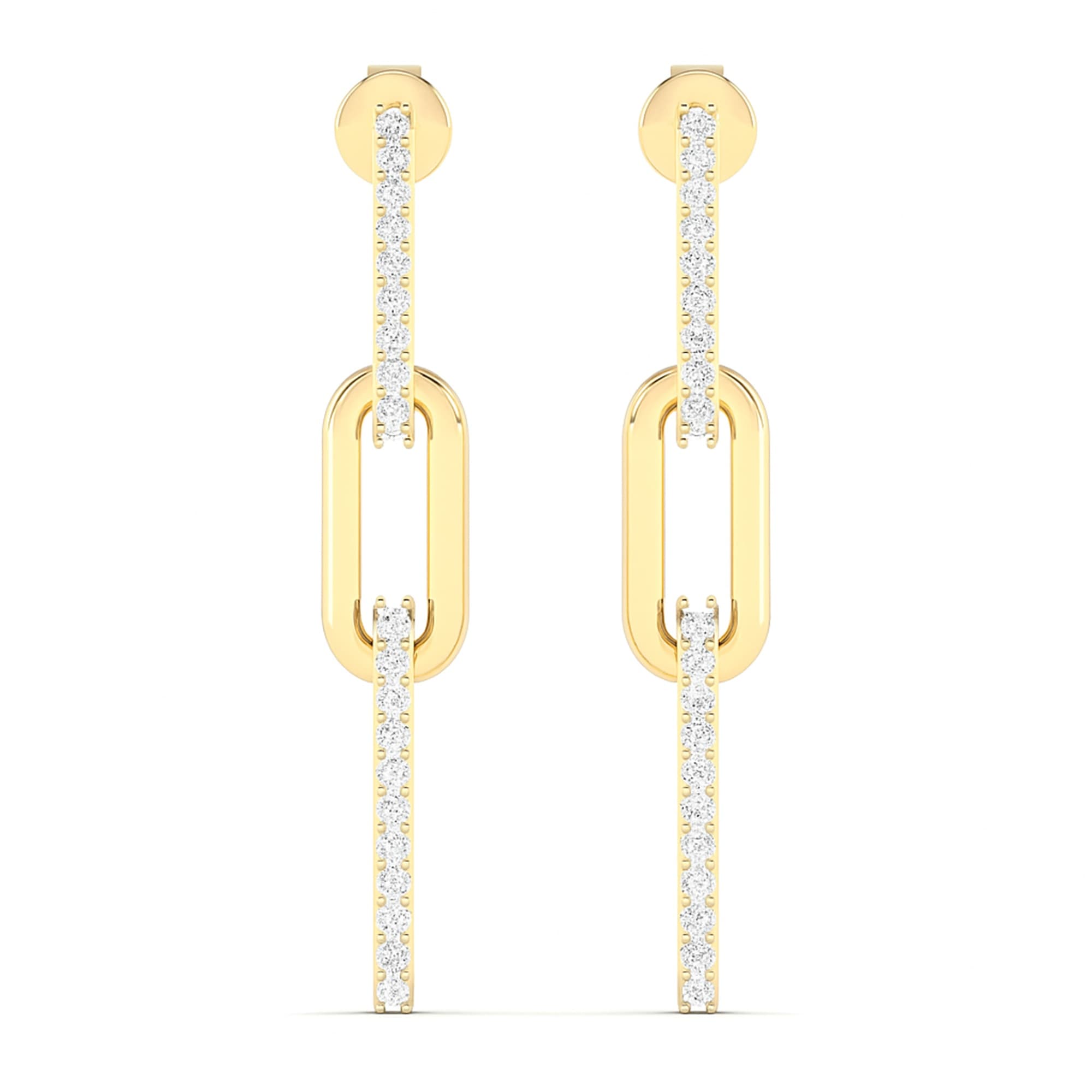 LGD Paper Clip Earrings (1 ct. tw.), On hand view in yellow gold