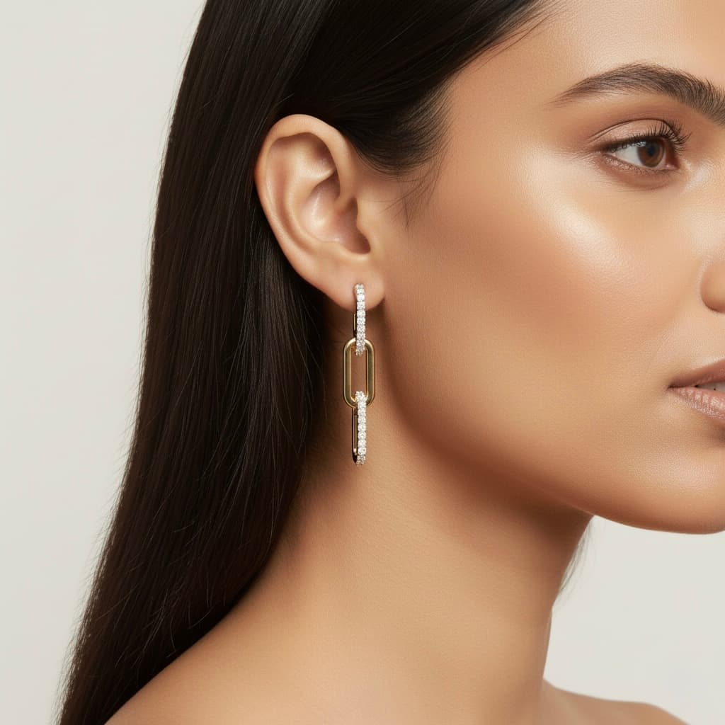 LGD Paper Clip Earrings (1 ct. tw.), Side view in yellow gold