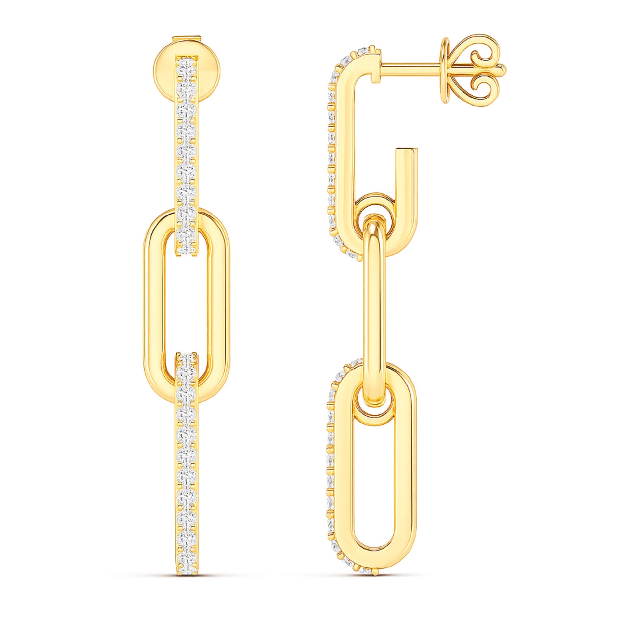 LGD Paper Clip Earrings (1 ct. tw.), Top view in yellow gold