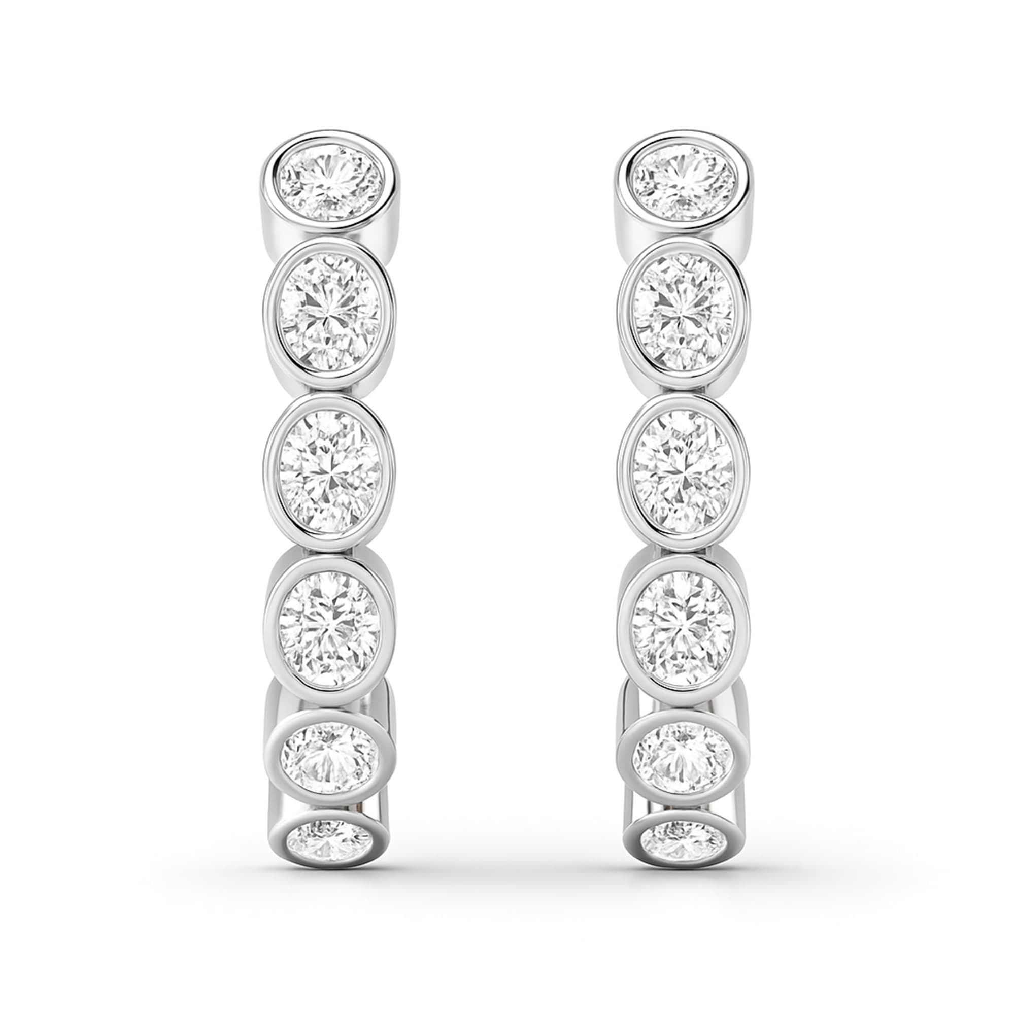 LGD 5-Stone Hoop Earrings (2.15 ct. tw.), On hand view in white gold or platinum
