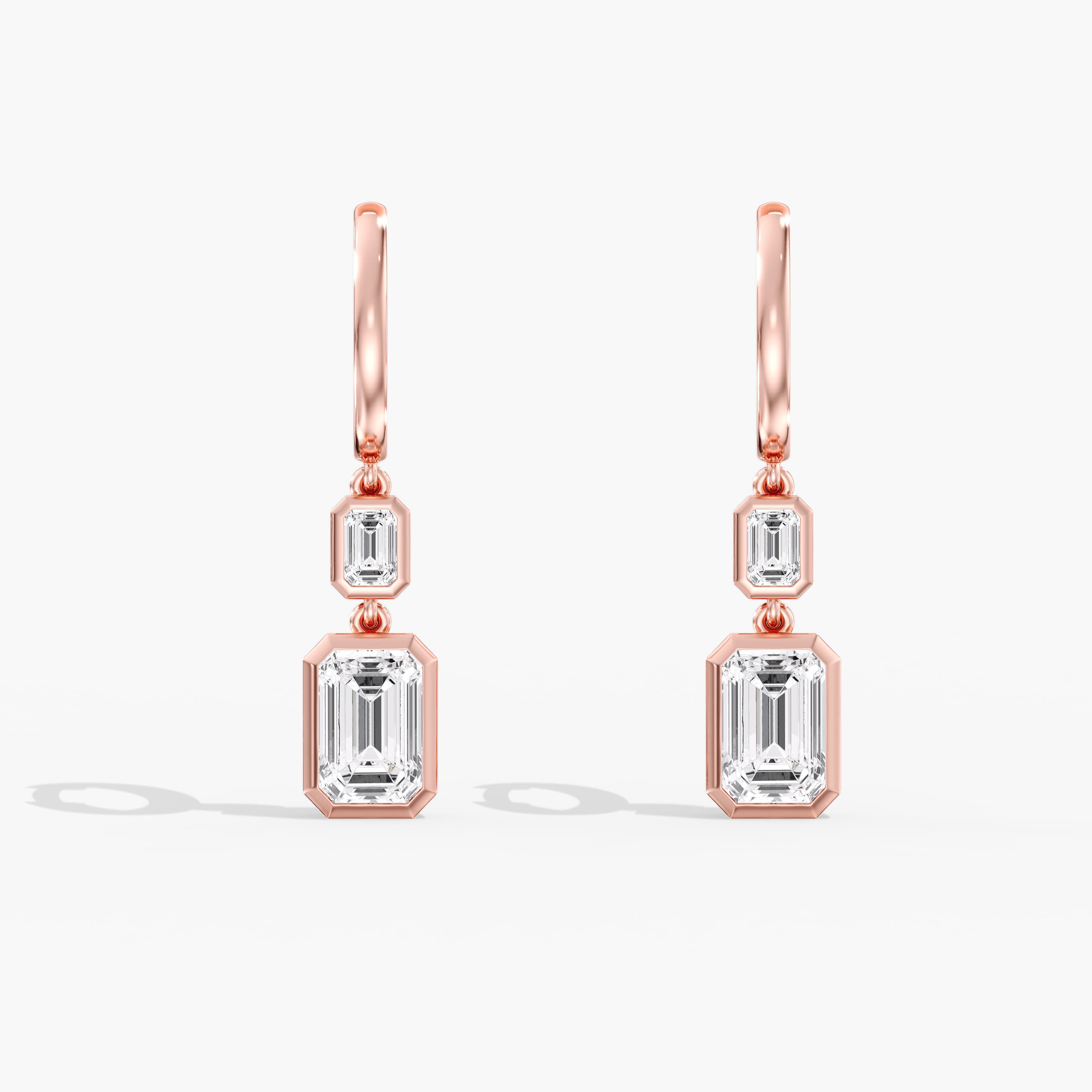 LGD Emerald Cut Drop Earrings (3 1/2 ct. tw.), Front view in rose gold