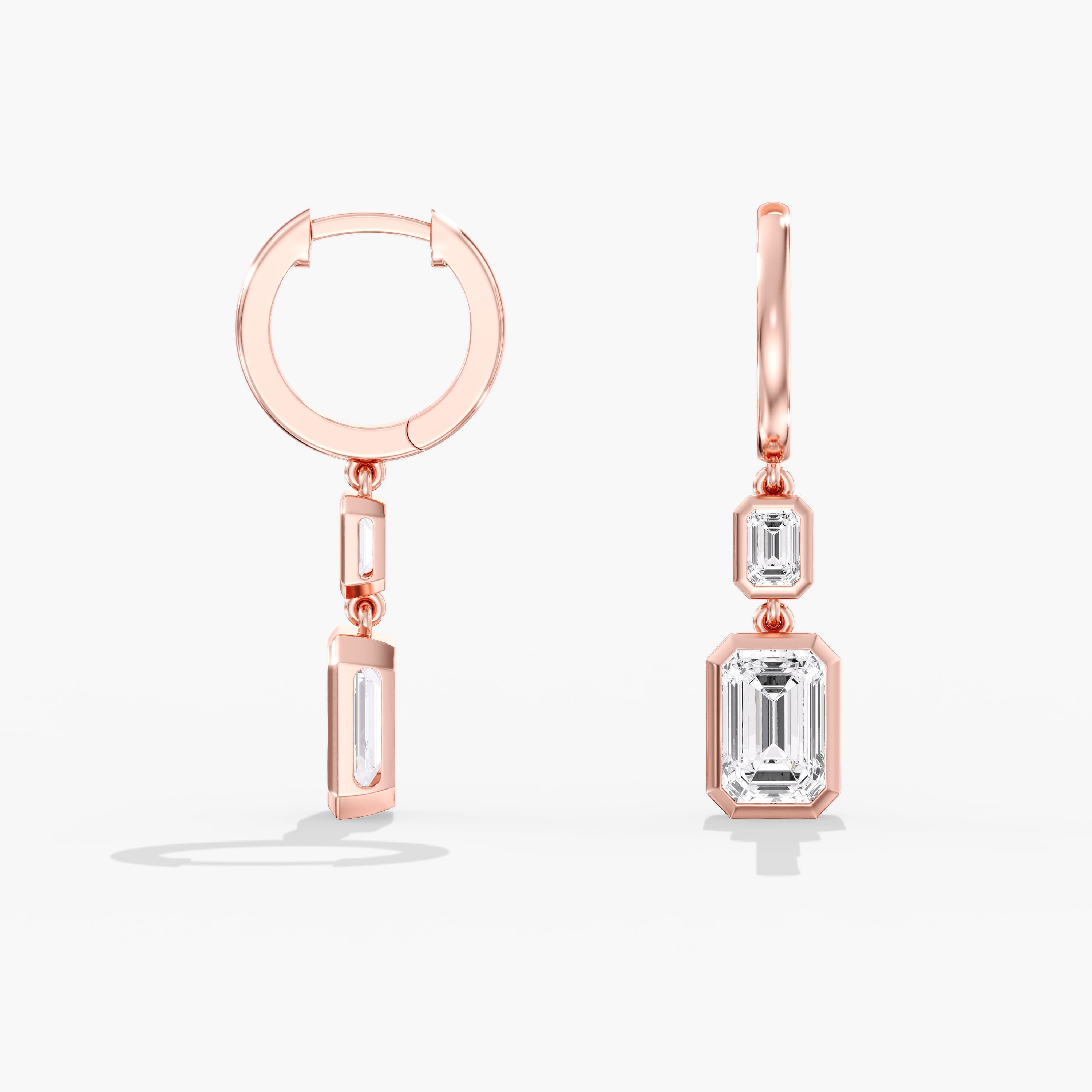 LGD Emerald Cut Drop Earrings (3 1/2 ct. tw.), Side view in rose gold